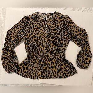 NWT BANANA REPUBLIC Animal Print Boho Blouse sz M